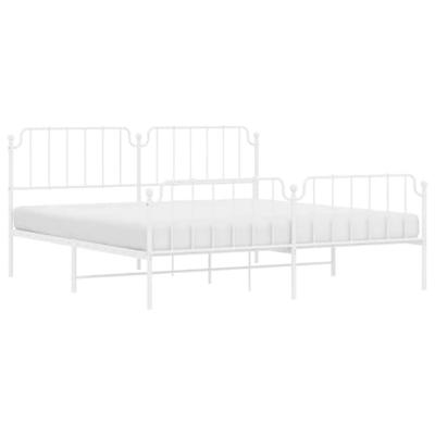 Bedframe met hoofd- en voeteneindemetaal wit 193x203 cm