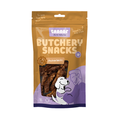 Braaaf Butchery Snacks Kippennekken 125 g Braaaf Butchery Snacks Kippennekken 125 g