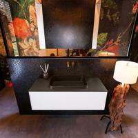 Badkamermeubelset Mondiaz Erin 100 cm met 1 Lade met RIDGE Wastafel Midden Urban Zonder Kraangaten Greeploos Mat Talc - thumbnail