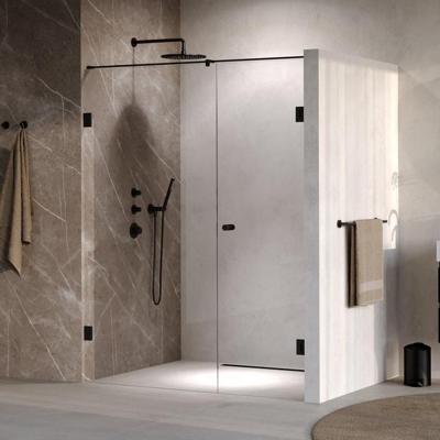 BRAUER Void Carving Nisdeur - 2-delig - 150x200cm - 70cm draaideur aan muur - glascoating - omkeerbaar - helder glas - mat zwart GS-VOCN2H7080200MZ