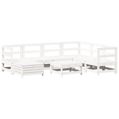 8-delige Loungeset massief grenenhout wit