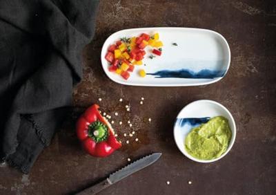 Bonna Serveerschaal - Blue Wave - Porselein - 21 cm - set van 2