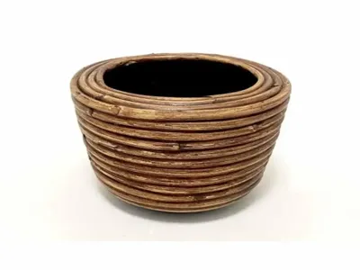 Van der Leeden Mandwerk BV drypot rotan d19h12cm bronze