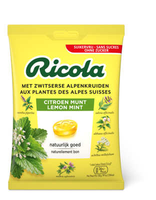 Ricola Citroen Munt Suikervrij Pastilles 20 Stuks 75 g bij Jumbo