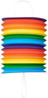 Globos Papieren lantaarn regenboog, 16cm - thumbnail
