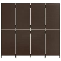 Kamerscherm 4 panelen poly rattan bruin - thumbnail