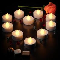 10 x flikkerende LED theelicht warmwit met afstandsbediening - thumbnail