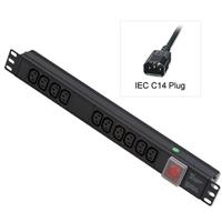 LINDY 1U 10 Manier CEI-contactdozen, horizontale PDU met CEI-netkabel - thumbnail