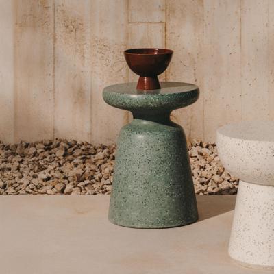 Kave Home Ronde Bijzettafel 'Mesquida' Terrazzo, 39cm, kleur Groen