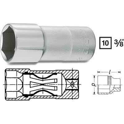 HAZET Bougiedopsleutel 880AKF · 3/8 inch (10 mm) vierkant hol · Buiten-zeskant-profiel · SW 16 mm · 5/8?