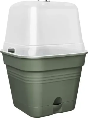 Elho green basics growpot square all-in-1 leaf green 15