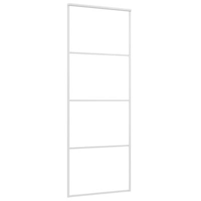 VidaXL Schuifdeur 76x205 cm mat esg-glas en aluminium wit - thumbnail
