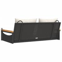 Schommelbank met kussens 109x62x40 cm poly rattan zwart - thumbnail