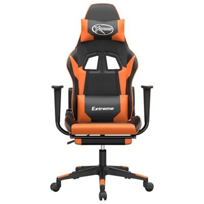 Massage gamestoel met voetensteun kunstleer zwart en oranje