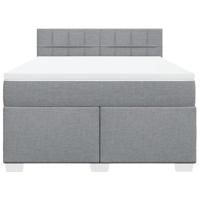 Boxspring met matras stof lichtgrijs 140x190 cm - thumbnail