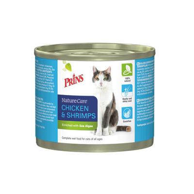 Prins NatureCare kip met garnalen natvoer kat 1 tray (6 x 200 g)