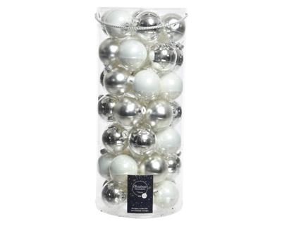 Kerstbal glas mix zilver dia 6 cm assortie Decoris - Decoris