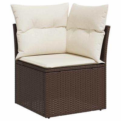 6-delige Loungeset met kussens poly rattan bruin - thumbnail