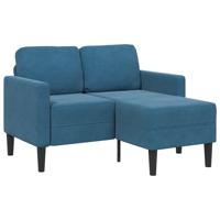 2-zitsbank met ligstoel L-vormig 125 cm fluweel blauw - thumbnail