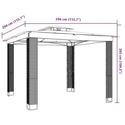 Prieel met dubbel dak 2,94x2,94 m staal antracietkleurig