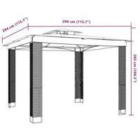 Prieel met dubbel dak 2,94x2,94 m staal antracietkleurig - thumbnail