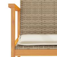 Tuinstoelen 2 st met kussens poly rattan en massief hout beige - thumbnail