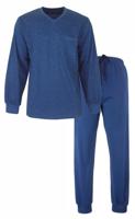 M.E.Q. Heren pyjama lange mouwen katoen - Winter blue - thumbnail