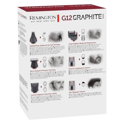 Remington Remington G12 Graphite Series 12in1 Multi-Grooming Kit PG2120 Baardtrimmer, Tondeuse, Bodygroomer, Oor- en neushaartrimmer, Precisietrimmer Remington Remington G12 Graphite Series 12in1 Multi-Grooming Kit PG2120 Baardtrimmer, Tondeuse, Bodygroomer, Oor- en neushaartrimmer, Precisietrimmer