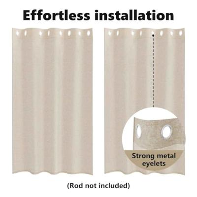Voile Gordijn met gordijnen 2 pcs Zand 175 x 140 cm Polyester