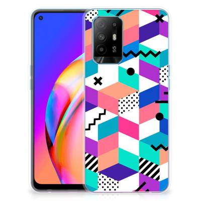 OPPO A94 5G | Reno5 Z | TPU Hoesje | Blokken Kleurrijk