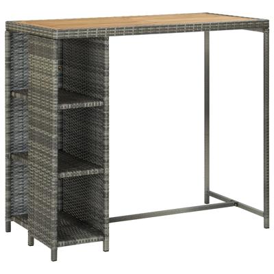 Bartafel met opbergrek 120x60x110 cm poly rattan grijs