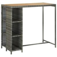 Bartafel met opbergrek 120x60x110 cm poly rattan grijs - thumbnail