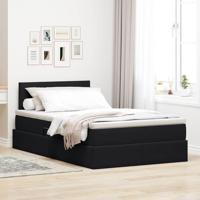 Opslag bed met matras met hoofdeinde Zwart 120 x 200 cm Fluweel - thumbnail