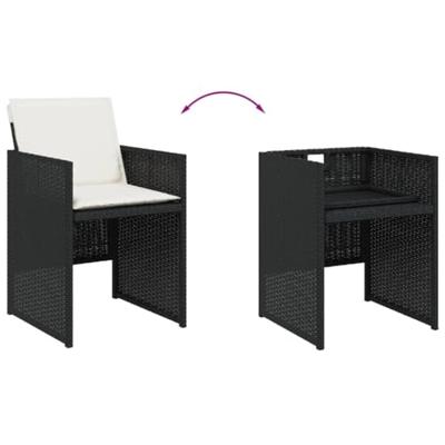 13-delige Tuinset met kussens poly rattan zwart
