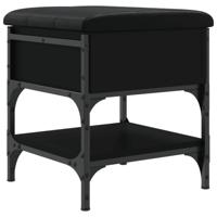 Schoenenbank 42x42x45 cm bewerkt hout zwart - thumbnail