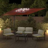 VidaXL Zweefparasol met led-verlichting 400x300 cm terracottakleurig - thumbnail