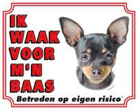 Chihuahua Waakbord Zwart - Ik waak voor mijn Baas - thumbnail