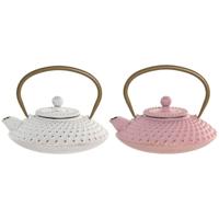 Theepot Home ESPRIT Wit Roze Roestvrij staal Ijzer (2 Stuks) - thumbnail