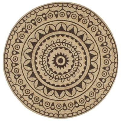 VidaXL Vloerkleed handgemaakt met donkerbruine print 90 cm jute VidaXL Vloerkleed handgemaakt met donkerbruine print 90 cm jute