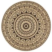 VidaXL Vloerkleed handgemaakt met donkerbruine print 90 cm jute - thumbnail