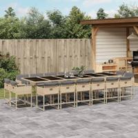 17-delige Tuinset met kussens poly rattan gemengd beige - thumbnail