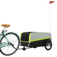 VidaXL Fietstrailer 45 kg ijzer zwart en groen - thumbnail