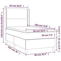 Boxspring met matras en LED stof donkerbruin 90x190 cm - thumbnail