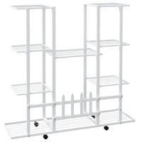 Bloemenstandaard met wielen 94,5x24,5x91,5 cm ijzer wit - thumbnail