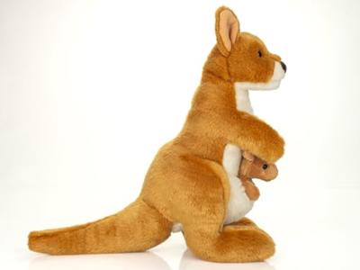 Pluchen Kangeroe met Baby 30 cm TEDDY HERMANN bruin