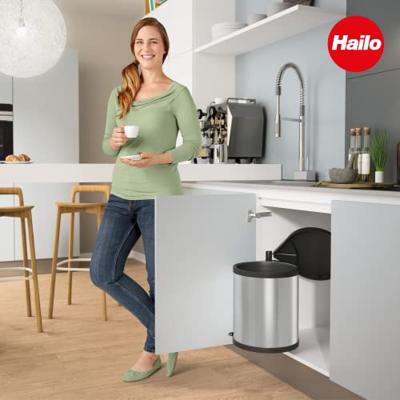 Hailo 3555-101 compact-box m prullenbak 15l zilver/zwart