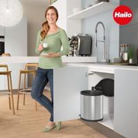 Vuilnisemmer Hailo Compact-Box Staal 15 L Zwart Grijs Integreerbaar - thumbnail