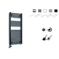 Elektrische Design Radiator Sanicare Plug & Play 111,8x45 cm Mat Zwart 596 Watt Met Chroom Thermostaat Links Sanicare - thumbnail