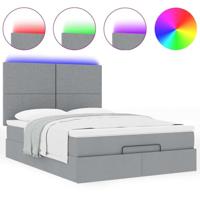Ottoman bed met matras en LED's 140x190cm stof lichtgrijs - thumbnail