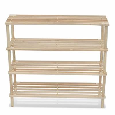 VidaXL Schoenenrekken met 4 schappen 2 st massief vurenhout